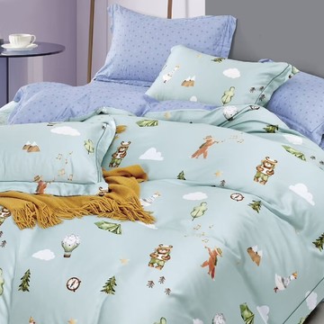 Prawear 巴麗維亞 萊賽爾天絲吸濕排汗兩用被床包組 雙人加大6尺  旅行家 淺綠色