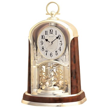 RHYTHM 日本麗聲時計 華麗聖誕樹鐘擺座鐘  木紋金