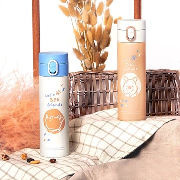 Disney 迪士尼 維尼日和 (買1送1,共2入) #316不鏽鋼真空彈跳保溫瓶400ml(快)