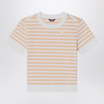 Emel T-shirt white/beige striped