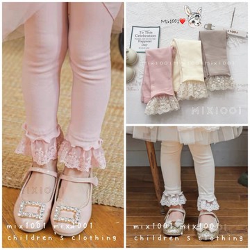 🌈✨mix1001韓系🔥獨家韓國棉質感蕾絲緹花內搭褲✨兒童褲腳緹花內搭褲 5-17