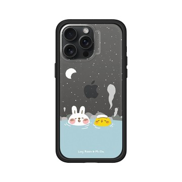 iPhone 15 Pro Max Mod NX 黑 - 懶散兔與啾先生 Lazy Rabbit and Mr.Chu - 泡溫泉