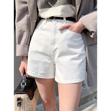 白色牛仔短褲女夏季2025年新款寬松春秋高腰顯瘦修身a字熱褲潮ins