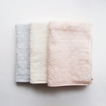 日本kontex 有機棉自然圓點大浴巾毛巾 60x125cm (3色) - 白