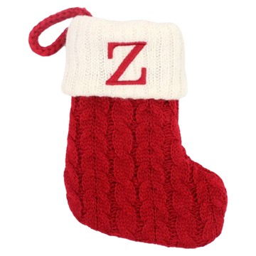紅刺繡字母聖誕襪 字母Z 針織聖誕裝飾 聖誕禮物  1個  17.5 x 13.5cm