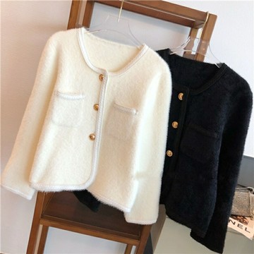 【巴黎精品】現貨+預購 針織衫毛衣外套-圓領氣質優雅小香風女外套2色p1az56