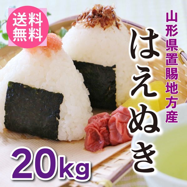 送料無料(北海道・九州・沖縄除く)  令和5年産 新米 山形県置賜産はえぬき20kg