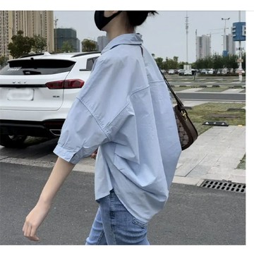 胖胖美依 襯衫 上衣 短袖上衣 S-3XL襯衫夏季外搭開襟衫防曬衣七分袖小披肩MD066 2802