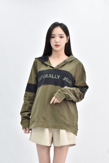 (L) naturally jojo 棉質純棉連帽綠色長袖上衣