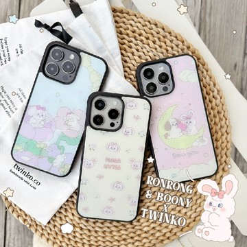 Twinko💗[CA1735] 趙露思最愛插畫家Ronrong聯名*兔兔PC殼/IPHONE16 15 14 13一般殼