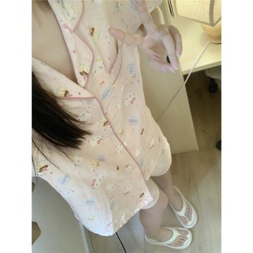 粉色kitty貓短袖睡衣女夏季2025新款可愛卡通甜美夏天家居服套裝