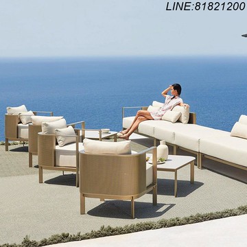 免運 快速發貨沙灘海邊泳池休閑不銹鋼戶外沙發室外度假村庭院花園防水防銹家具 支持訂製 廠家優勢
