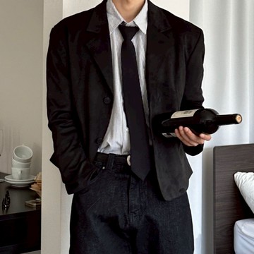 【Metanoia】🇰🇷韓製 短版翻領麂皮西裝外套