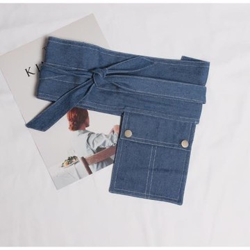 2021新款港范兒牛仔風琴口袋造型腰封腰帶