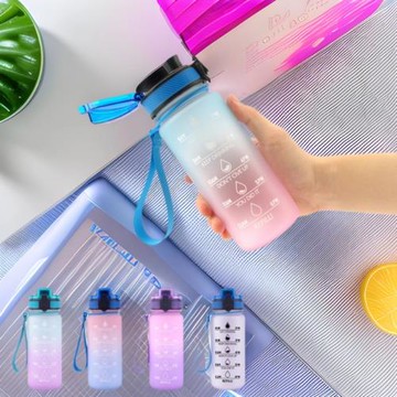 跨境熱銷550ml太空杯tritan塑料水杯子漸變色彈跳蓋健身運動水壺