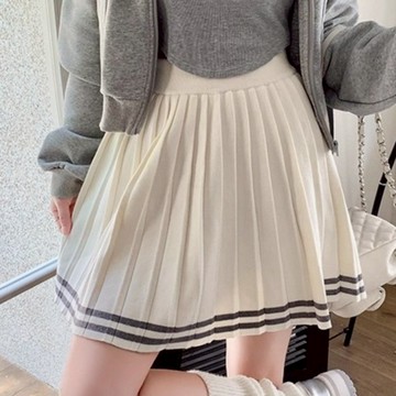 韓系條紋針織半身裙a字短裙