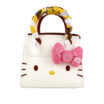 Sanrio三麗鷗 機場免稅限定款  HELLO KITTY 絲巾方包 (附收納防塵袋) 白色