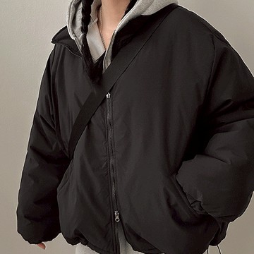 Codibook｜韓國 Loonough 綁帶寬鬆拉鍊外套［現貨 - 墨色］羽絨外套 飛行員夾克 女裝