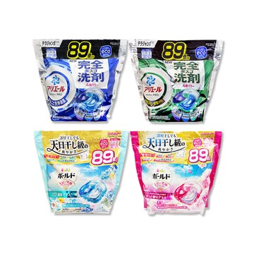 P&G 日本Ariel Bold 4D酵素強洗淨洗衣凝膠球89顆/袋(清新淨白/室內晾曬/白葉花香/牡丹花香_4款可選)