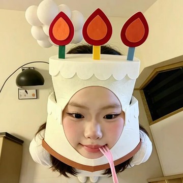 新上架👉生日蛋糕頭套創意可愛不織布蛋糕頭飾帽子生日氛圍感拍照出片道具交換禮物 送朋友禮物