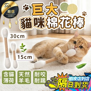 純羊毛製🔥巨大30cm 巨大貓咪棉花棒 現貨 免運費 貓咪棉花棒 巨大棉花棒 貓咪玩具 逗貓棒 棉花棒貓玩具 逗貓玩具