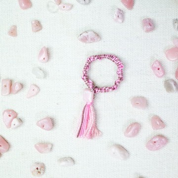 手編戒指 麻花櫻 粉紅蛋白石