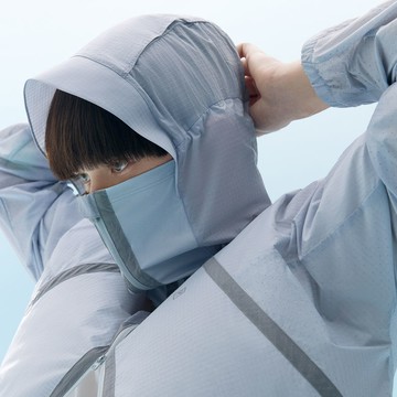 體感科學男女同款防曬衣機能防曬服防潑水上下雙拉鏈面罩帶帽檐