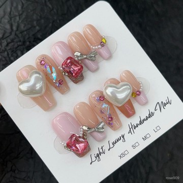 1️⃣直直購😁漸變腮紅法式穿戴純手工穿戴甲成品美甲貼可拆卸貼片高品輕奢全貼短款美甲 YIHK