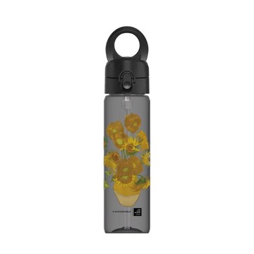 磁吸水壺 AquaStand Tritan 800cc - 附吸管 黑 - Van Gogh Museum - 向日葵-透明