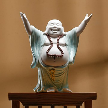 中式佛像陶瓷彌勒佛擺件供奉家居客廳玄關酒柜電視柜軟裝喬遷禮品
