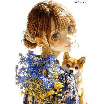 【4 月新品 3】07-120-0020 人物貼紙 春日女孩與動物