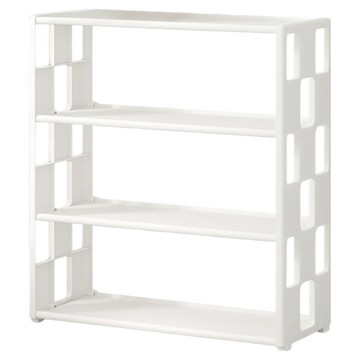 拍平方 四層方格鞋架 環保PP材質 客廳/玄關適用  白色  1個