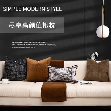 酒店別墅靠墊輕奢樣板間裝飾床頭軟墊咖色沙發組合搭配抱枕套批發