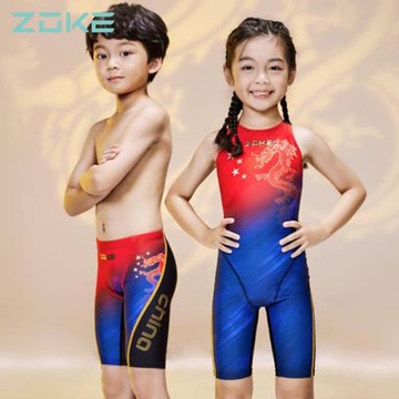 洲克專業兒童泳衣泳褲男女國際泳聯fina認證連體五分衣中國冠軍款