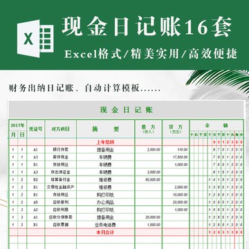 財務專用 | 智能現金日記賬 出納公司現金流水日記賬明細賬（全自動統計）