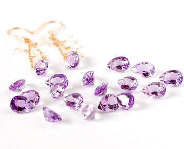 粉紅紫水晶梨 Shep 刻面切割耳針