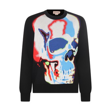 Alexander Mcqueen - Black Multicolour Viscose-wool Blend Skull Graffiti Sweatshirt
