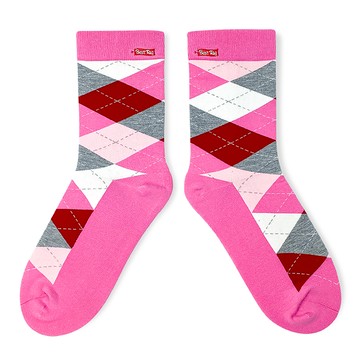 Best Tag 經典菱格圖案襪 粉 25-28cm