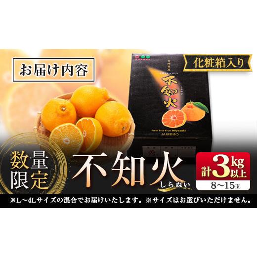 ふるさと納税 宮崎県 日南市 数量限定 不知火 (化粧箱入り)計3kg以上(1箱) フルーツ 果物 柑橘 みかん 黒箱 国産 食品 デザート くだもの 果実 蜜柑 送料無料_…