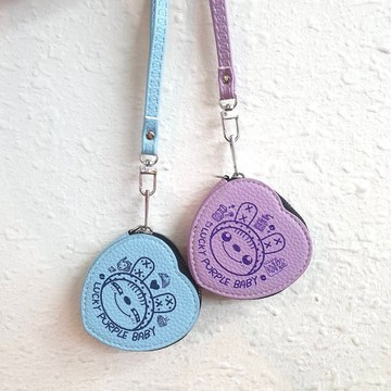 【幸運紫娃】皮革心型零錢包 聖誕禮物