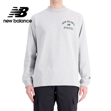 【New Balance】學院風LOGO長袖上衣_男性_灰色_MT33552AG