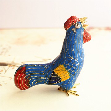 庫存老貨 景泰藍磨光公雞活節雞掛件鴨鴨 銅胎掐絲琺瑯動物1入