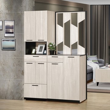 Boden-曼珊4.7尺六門二抽屏風高鞋櫃/玄關收納櫃/隔間置物櫃-附收納穿鞋椅-140x38x197cm