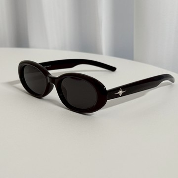 【衣衫倉庫】芒星眼鏡 猫眼造型眼镜 橢圓 黑色鏡片 穿搭必備 配件