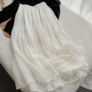 【巴黎精品】現貨+預購 女半身裙A字裙網紗裙中長裙百褶裙子大碼洋裝休閒大尺碼女裝-絲棉A字a1bs31