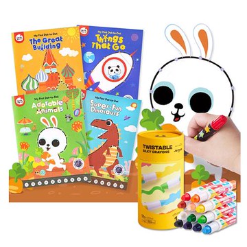 JoanMiro 兒童連點繪畫本+兒童絲滑蠟筆 12色