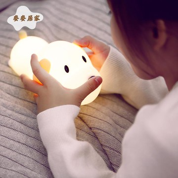 新奇特呆呆汪硅膠 燈 宿舍臥室調光充電伴睡喂奶LED小狗玩具小夜燈 [PP0505061]