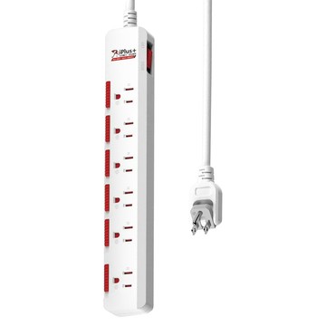 iPlus 保護傘 1切6座防塵扁插延長線 3孔 PU-3163S  1.8m  白色  1條