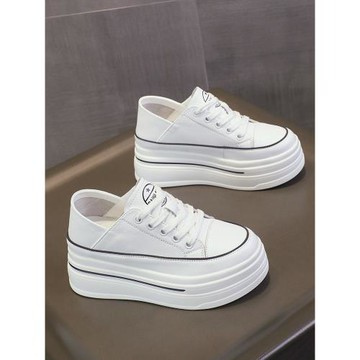 小個子爆款內增高女鞋2025新款春季百搭厚底松糕鞋小白鞋女款板鞋