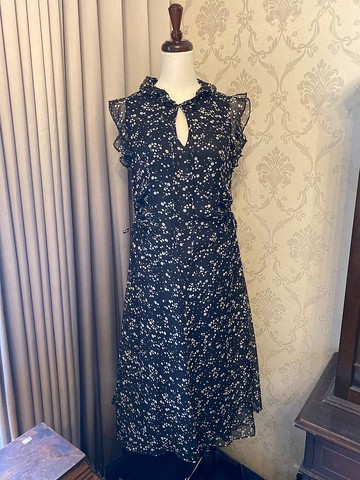 繁星夜空無袖側邊抽繩古著洋裝台灣製